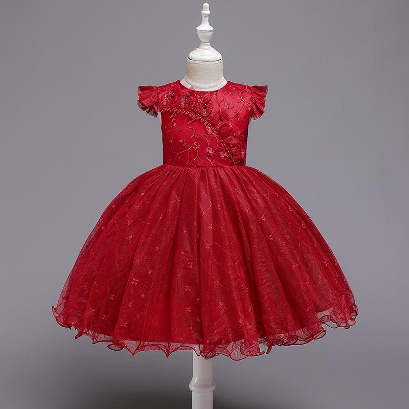 Girl's Dresses Flower Girls Illusion Bow Lace Tulle O-Neck Knee-Length Short Embroidery Luxury Red Pearls Kids Party Princess Gown F160, Pink
Girl's Dresses Flower Girls Illusion Bow Lace Tulle O-Neck Knee-Length Short Embroidery Luxury Red Pearls Kids Party Princess Gown F160, Pink