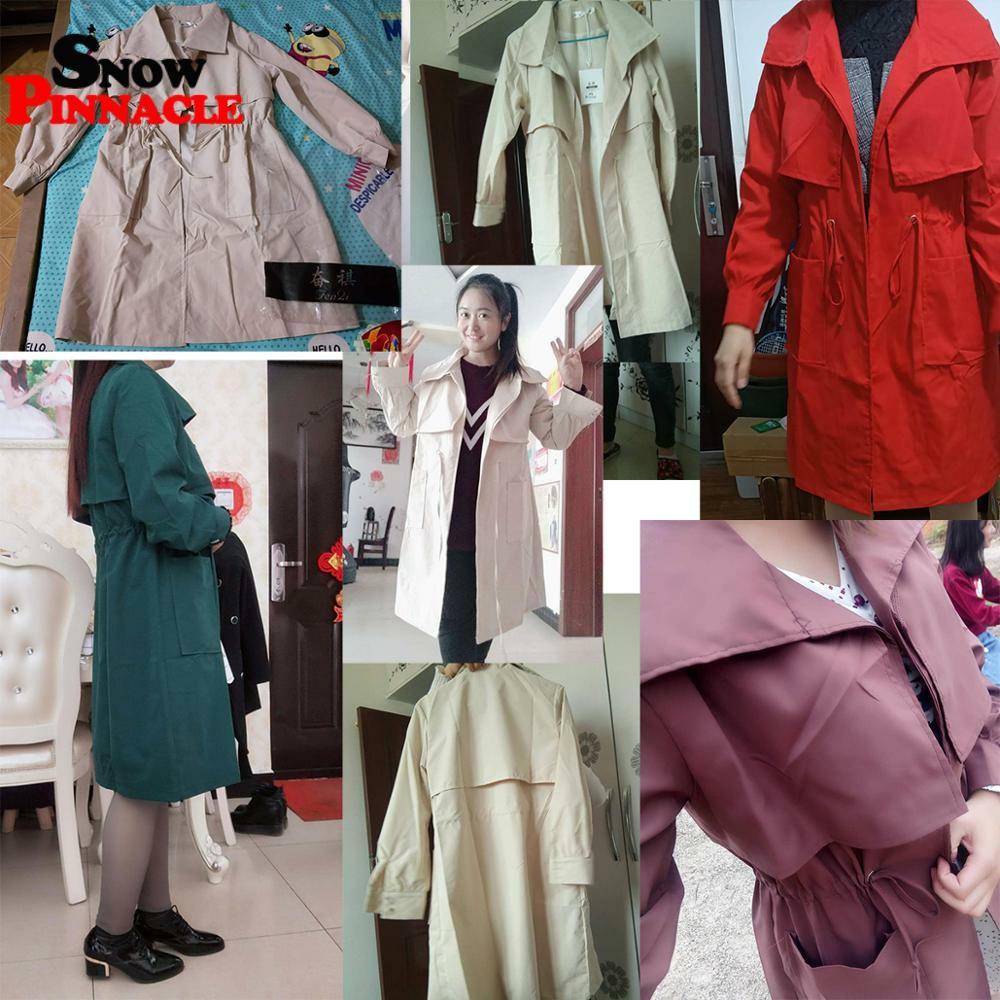 Women Trench Fashion long Section Solid Coat Light weight Casual lady's Windbreak trench plus size 210524