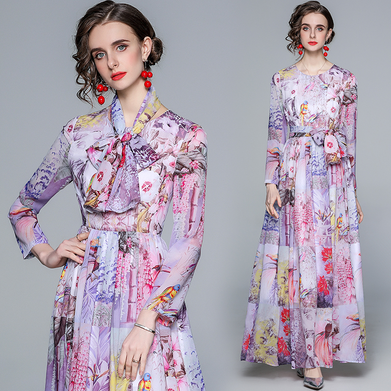 Flowy Chiffon Printed Resort Swing Maxi Dress Long Sleeve Runway Designer Womens Casual Beach Floral Dresses Scarf Bow Elegant Ladies Boho Cocktail Party Clothes, Champagne
Flowy Chiffon Printed Resort Swing Maxi Dress Long Sleeve Runway Designer Womens Casual Beach Floral Dresses Scarf Bow Elegant Ladies Boho Cocktail Party Clothes, Champagne