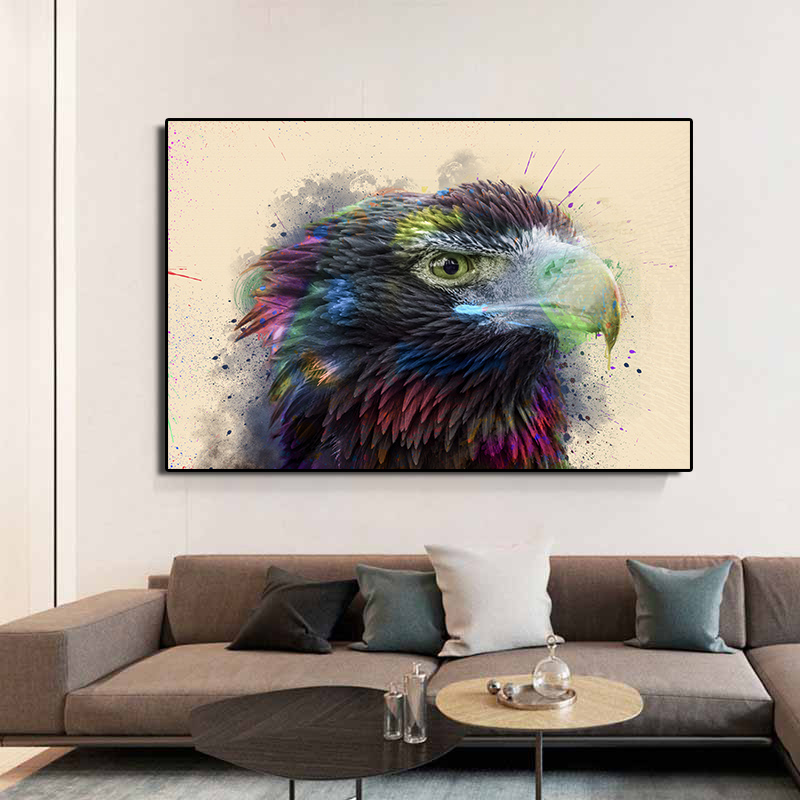 Modern Animal Decorative Painting HD Eagle Bird Art Picture Portrait Colorful Canvas Wall Decor Living Room Poster And Print