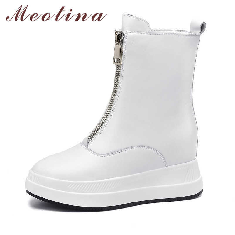 Meotina Winter Ankle Boots Women Natural Genuine Leather Flat Platform Short Boots Zipper Round Toe Shoes Lady Autumn Size 34-39 210608, Black
Meotina Winter Ankle Boots Women Natural Genuine Leather Flat Platform Short Boots Zipper Round Toe Shoes Lady Autumn Size 34-39 210608, Black