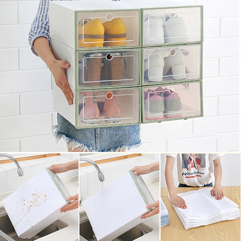 Pcs Transparent Shoe Box Flip Design Plastic Storage Case Organizer Dustproof For Home J99Store Clothing & Wardrobe