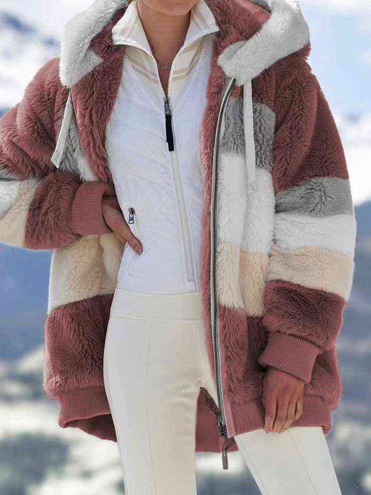 2022 Women Winter Plus Size Long Teddy Jacket Warm Thick Fleece Faux Fur Coat Plush Woman Casual 211123