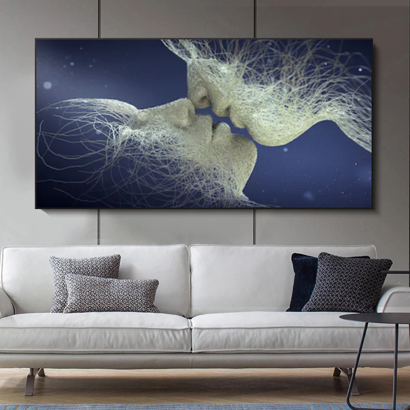 Home Decor Prints Abstract Love Kiss Posters Oil Painting Printed On Canvas Wall Art Pictures For Living Room Indoor Decorations