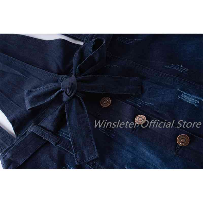 Suspender Skirt Women Overalls No Stretch V-neck Buttons Maxi Long Skirt Mermaid Trumpet Empire High Waist Jeans J9D891 T200803