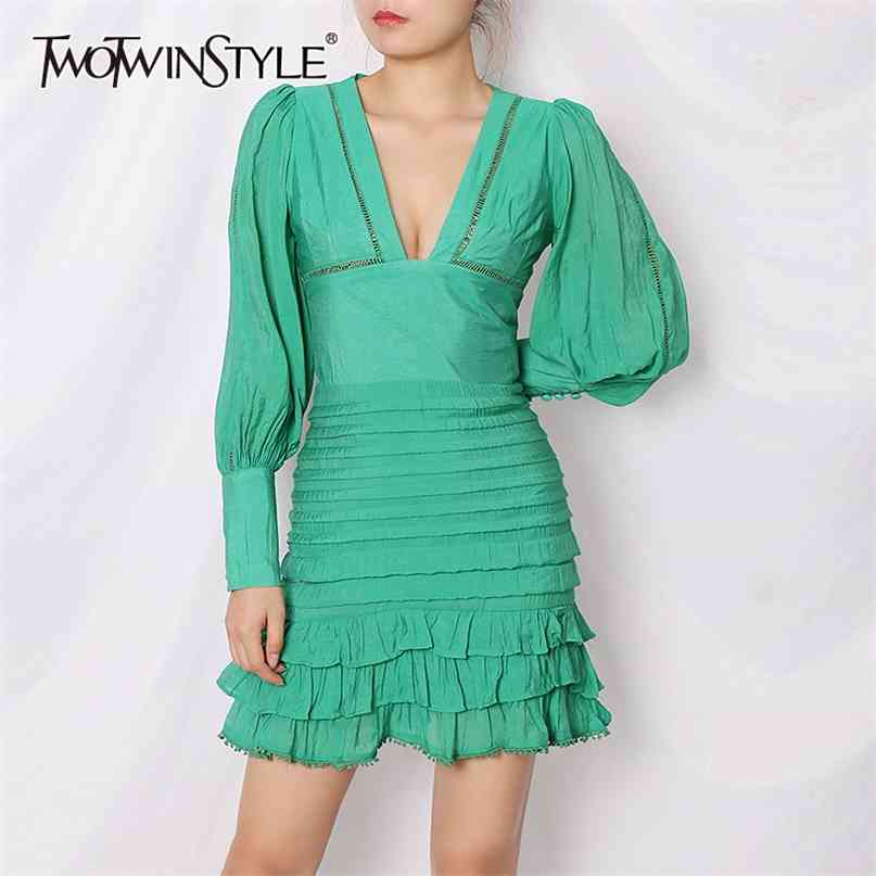 Elegant Ruched Patchwork Mesh Dress For Women V Neck Long Sleeve High Waist White Dresses Female Summer 210520, Green
Elegant Ruched Patchwork Mesh Dress For Women V Neck Long Sleeve High Waist White Dresses Female Summer 210520, Green