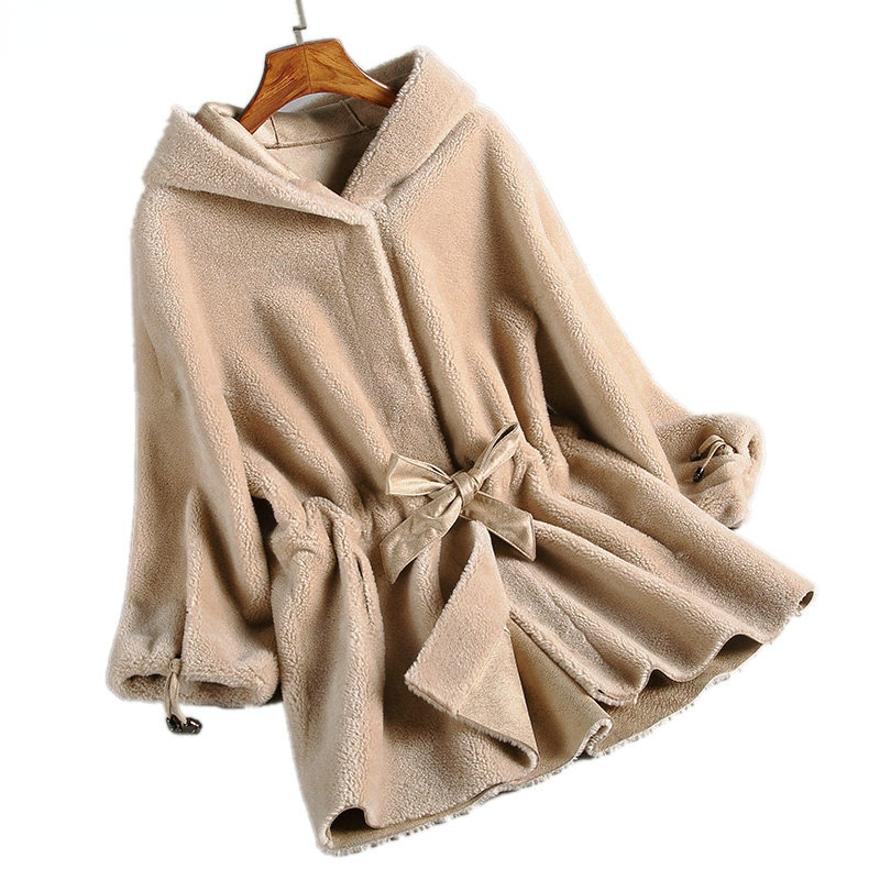 Sheep shearing coat female long leather with fur jacket with hooded grain cashmere fur coat real fur plus size winter, Black
Sheep shearing coat female long leather with fur jacket with hooded grain cashmere fur coat real fur plus size winter, Black
