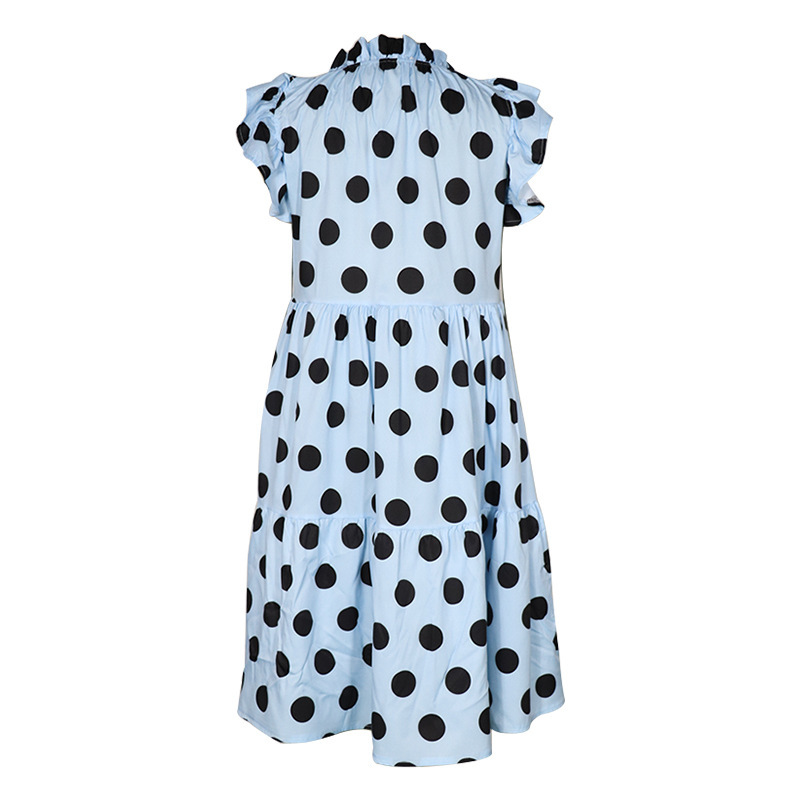 Women Dress Ruffles Sleeveless Dot Dresses Plus Size Loose Color Matching Casual Long Print Fashion 210513