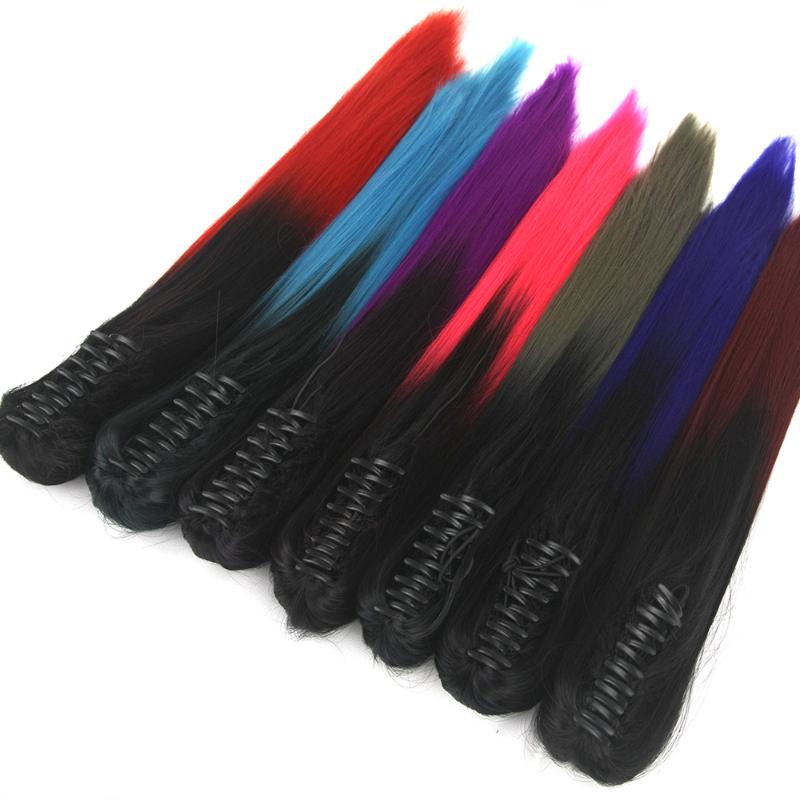 Synthetic Wigs Soowee 24'' Straight Hair Clip In Red Pink Claw Ponytail Hairpieces Pony women wigs