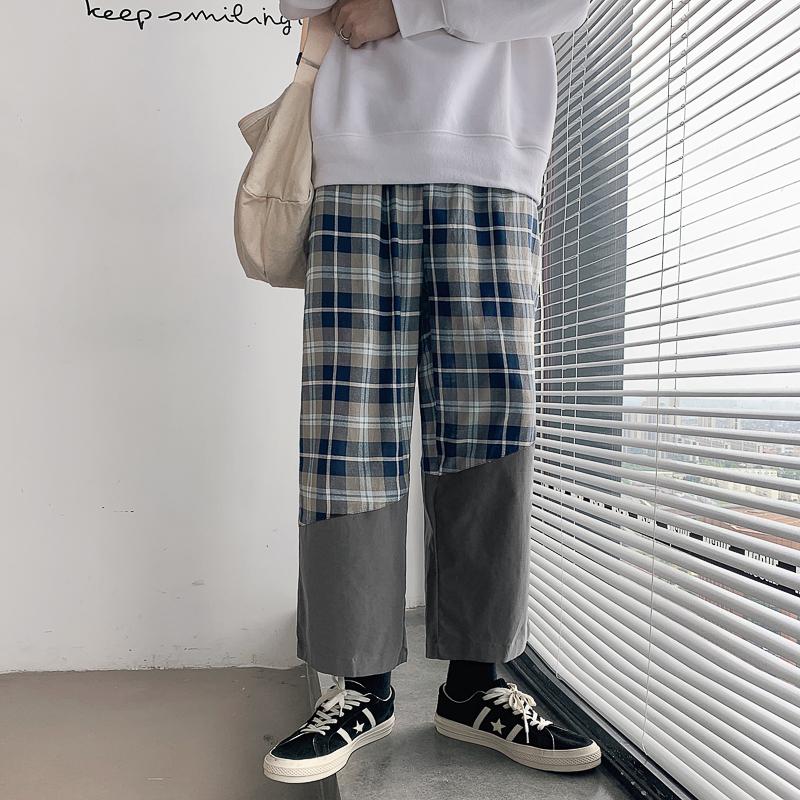 Men Lattice Printing Sport Jogging Pants Fitness Training Loose Breathable Straight Trousers Workout Tennis Sweatpants Men's