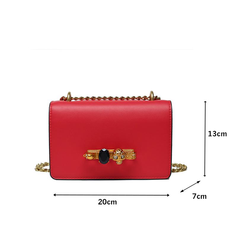 Exquisite New Leather Evening Bag For Women - Hot Skull Chain Shoulder Messenger, Small Square Crossbody