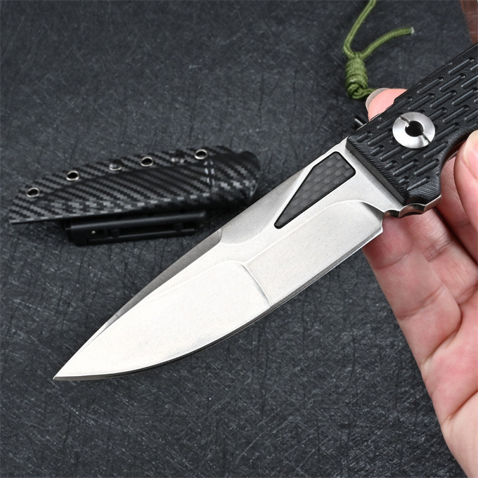 High Quality Survival Straight Knife D2 Steel Black/White Stone knife Wash Drop Point Blade Full Tang G10 Handle Fixed Knives With Kydex
