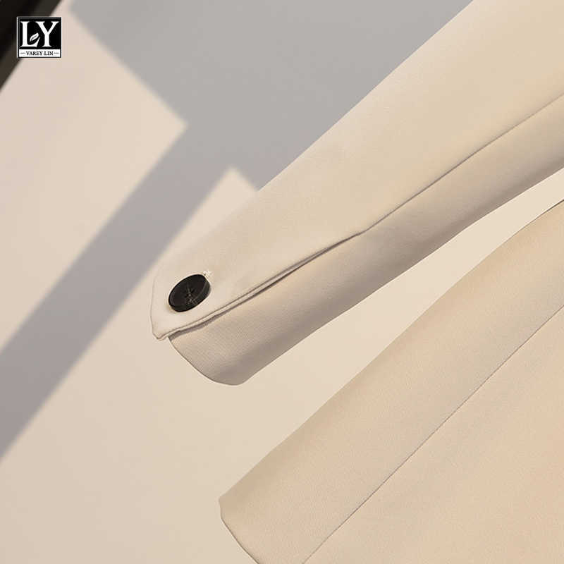 LY VAREY LIN Spring Autumn Women Elegant Slim Blazer Jacket Fashion One Button Solid Color Office Lady Suit Coat with Belt 210526