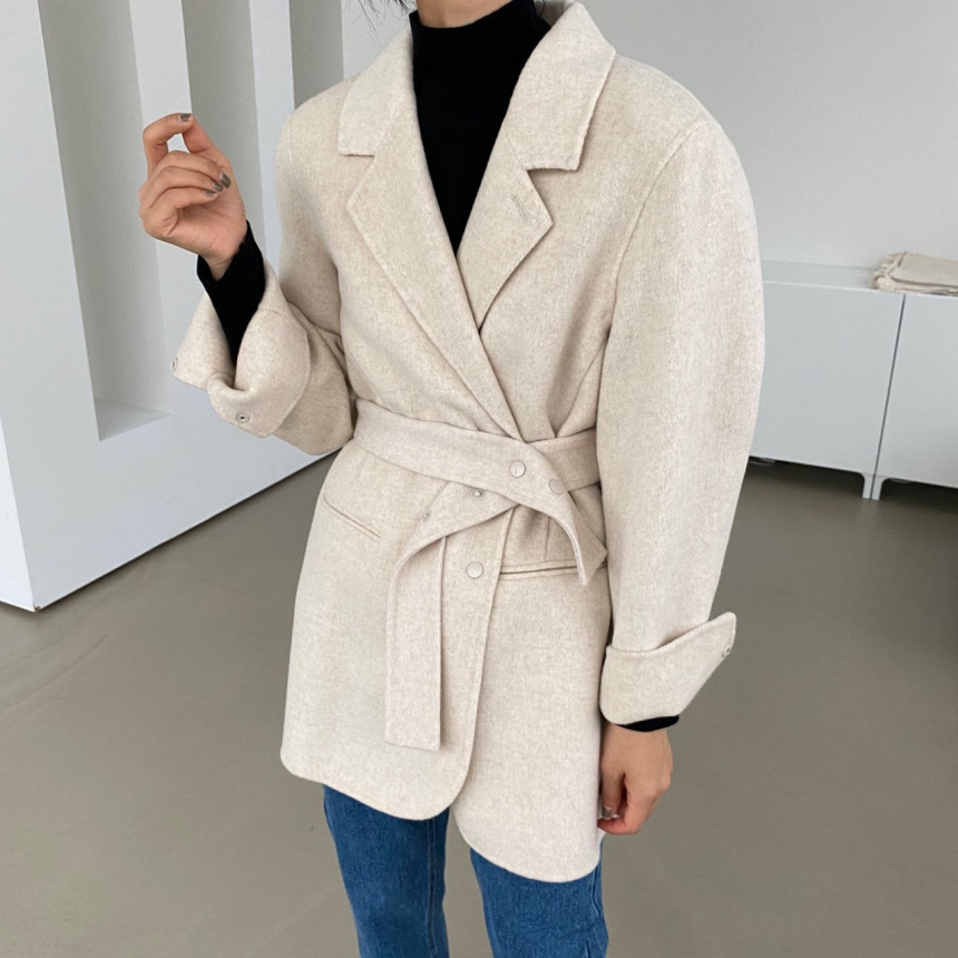 OL Notched Minimalist Solid Blazer Coat Autumn Winter Formal Work Wear Lace-up Women Blazers Suit Jacket Female 210421