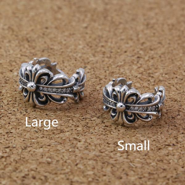 925 sterling silver cross flower adjustable band rings with white stones American European punk Gothic vintage handmade designer luxury jewe
925 sterling silver cross flower adjustable band rings with white stones American European punk Gothic vintage handmade designer luxury jewe