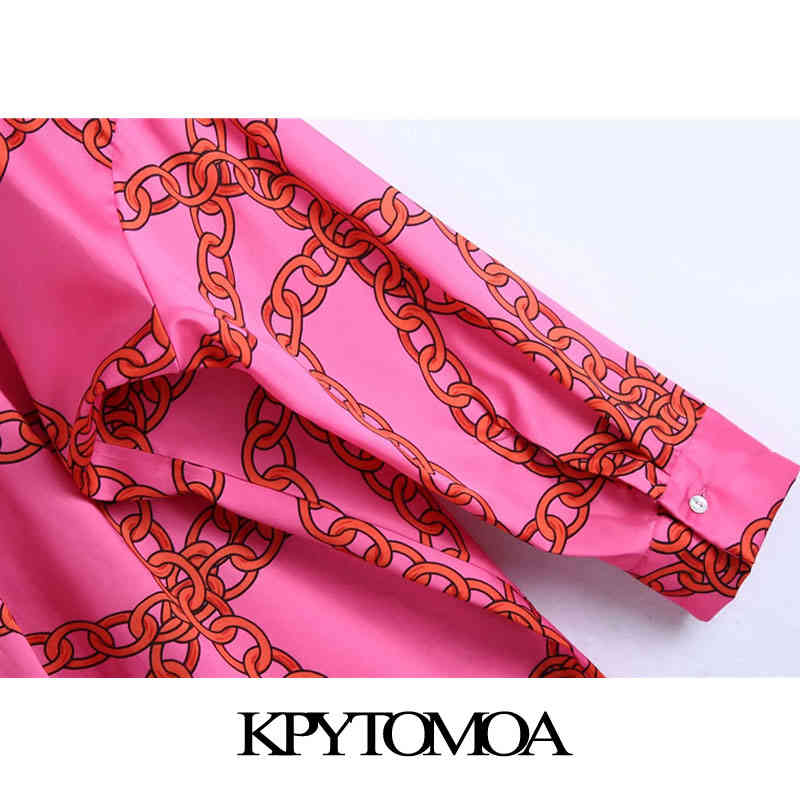 Women Chic Fashion Oversized Chain Print Midi Dress Long Sleeve Soft Touch Female Dresses Vestidos Mujer 210420