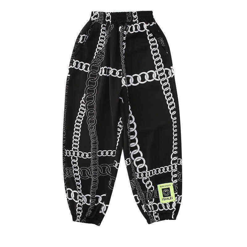 Pants For Girls Casual Style Girl Chain Print Kids Fashion Summer Ankle Trousers 4 5 7 8 9 10 11 13 Years Teenage Clothes 211103