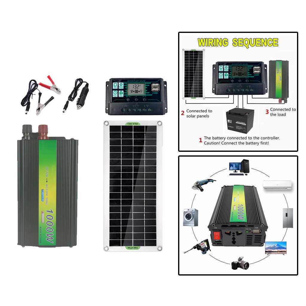 RV 30W Panels Kit with Charge Controller Solar Inverter for Home Boat 60A 100A Portable Power Generator Car