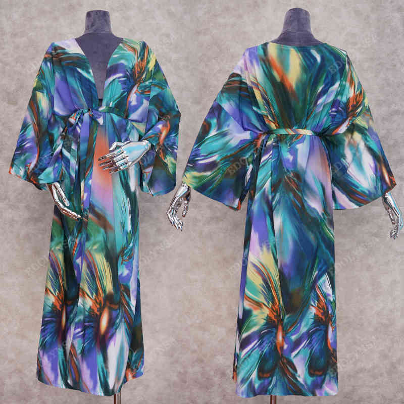 Quick-drying Bohemian Printed Bikini Cover-ups Sexy Summer Beach Dress Tunic Women wear Swimsuit Cover Up Q942 210420