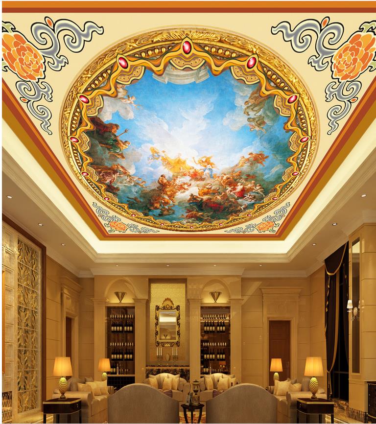 European style character oil painting ceiling mural 3d murals wallpaper for living room, Blue
European style character oil painting ceiling mural 3d murals wallpaper for living room, Blue