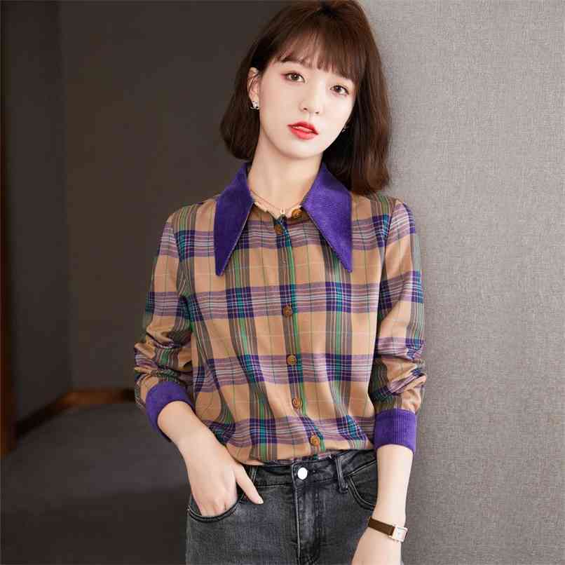 Fashion grid children's shirt spring women's office long-sleeved contrast stitching 210520
Fashion grid children's shirt spring women's office long-sleeved contrast stitching 210520