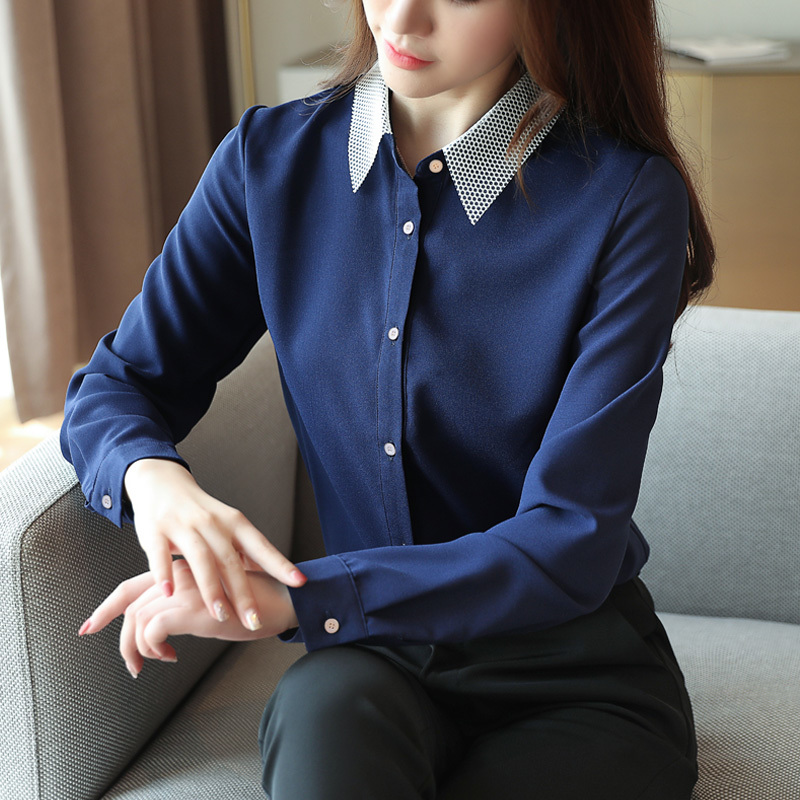 womens tops and blouses blusas mujer de moda autumn woman shirts long sleeve Office Lady chiffon 6102 50 210427