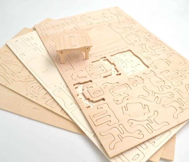 Wooden Doll House Dollhouse Furnitures Jigsaw Puzzle Scale Miniature Models DIY Accessories Factory Price Wholesale 34 Pcs