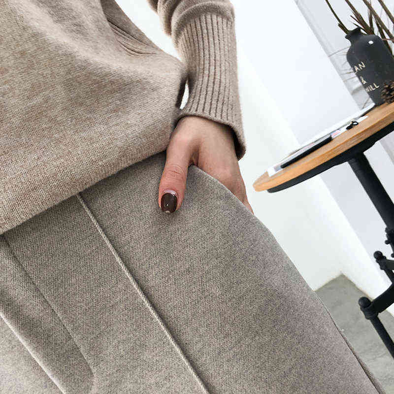 Thicken Women Pencil Pants Spring Winter Plus Size OL Style Wool Female Work Suit Pant Loose Trousers s 6648 50 211115