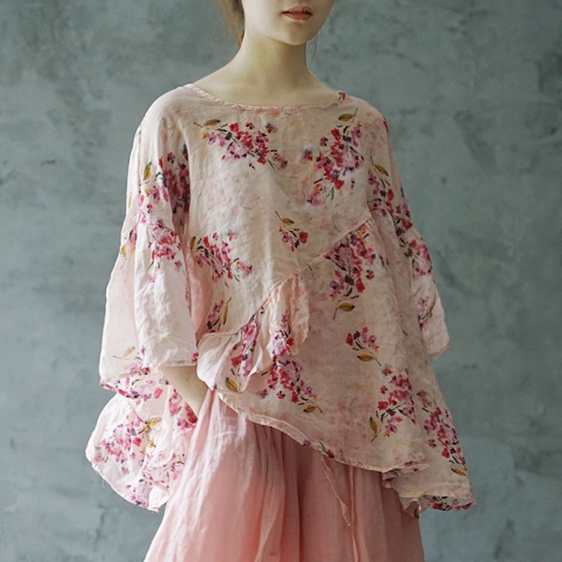 Johnature Loose Retro Patchwork Print O-neck Half Sleeve Irregular Shirt Summer Cotton Linen Comfortable Women Tops 210521, Pink
Johnature Loose Retro Patchwork Print O-neck Half Sleeve Irregular Shirt Summer Cotton Linen Comfortable Women Tops 210521, Pink