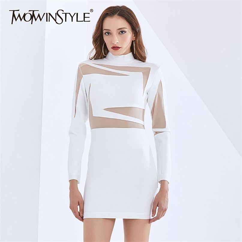 Patchwork Mesh Slim Dress For Women Stand Collar Long Sleeve High Waist Mini Dresses Female Fashion Clothing 210520, White
Patchwork Mesh Slim Dress For Women Stand Collar Long Sleeve High Waist Mini Dresses Female Fashion Clothing 210520, White