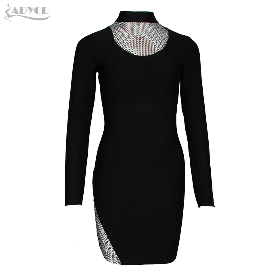 Summer Women Black Long Sleeve Beading Mini Bandage Dress Sexy Hollow Out Lady Evening Club Party Bodycon Dresses 210423