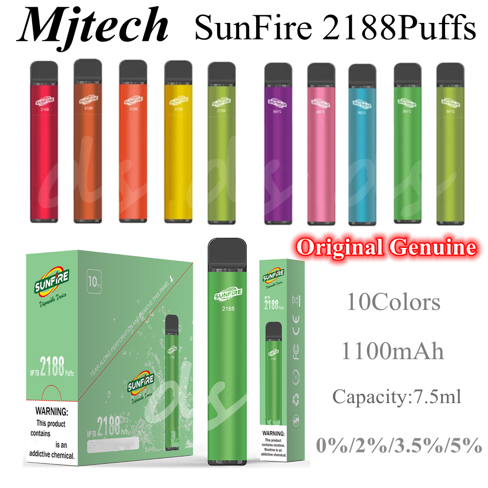 Original SunFire 2188 Puffs Disposable Vape Pen E Cigarettes Mjtech 7.5ml 10Colors 0%/2%/3.5%/5% 1100mAh Battery Device VS Elux Legend INFINITY Geek
Original SunFire 2188 Puffs Disposable Vape Pen E Cigarettes Mjtech 7.5ml 10Colors 0%/2%/3.5%/5% 1100mAh Battery Device VS Elux Legend INFINITY Geek