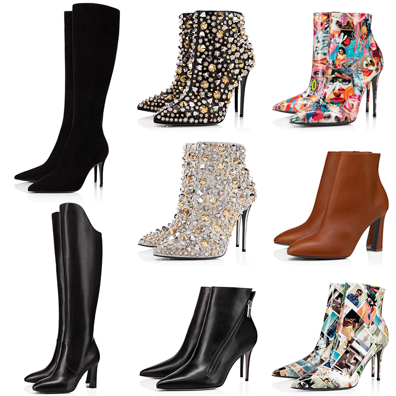 2022 Luxurys Designer Red Bottom Heels Boots Women Ankle Knee High Heel Boot Birgikate Graffiti Winter Booties Wedding Party Dress Shoes Girls Ladies, Black
2022 Luxurys Designer Red Bottom Heels Boots Women Ankle Knee High Heel Boot Birgikate Graffiti Winter Booties Wedding Party Dress Shoes Girls Ladies, Black