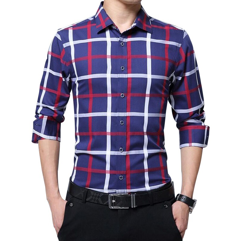 Men Long Sleeve Business Shirt Spring Male Social Classic Cotton Korean Fashion Plaid Dress Shirt Red White Chemise 5XL 210518, Blue
Men Long Sleeve Business Shirt Spring Male Social Classic Cotton Korean Fashion Plaid Dress Shirt Red White Chemise 5XL 210518, Blue