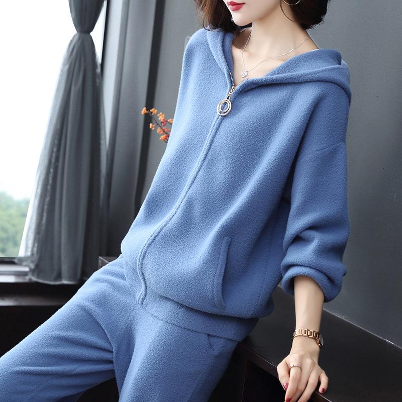 women wool cashmere set tracksuit hoodies harlen pants elegant casual solid ladies track suits knitted pantsuits female women's two pie, White
women wool cashmere set tracksuit hoodies harlen pants elegant casual solid ladies track suits knitted pantsuits female women's two pie, White