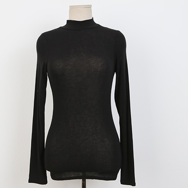 Korean White Elasticity Long Sleeve Tee Shirt Femme Sexy Turtleneck Slim Tops Blusas Mujer De Moda Autumn 9764 210506
