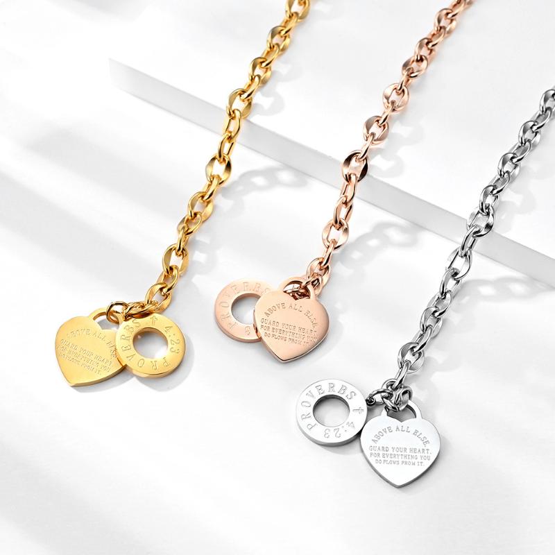 Link, Chain Fashion Bracelets For Women Link Rose Gold Color Heart Lettering Stainless Steel Ladies Gift Pulceras Y Brazaletes Mujer