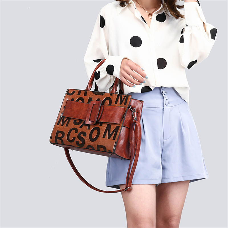 Bags Vintage 3 Sets Leather Letter Big Belt Buckle Handbags Designer High Quality Shoulder Crossbody for Women Tote Bag
