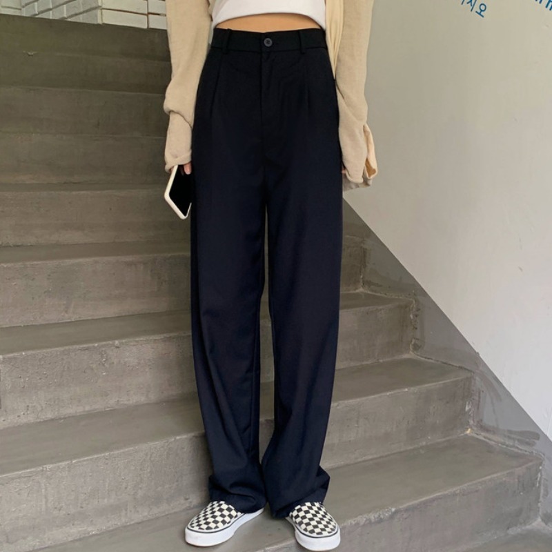 Nomikuma Suit Pants Korean High Waist Long Women Trousers Autumn New Solid Elegant Straight Pants Mujer Pantalones 6C319 210427