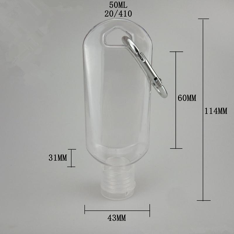 50ml Portable Plastic Empty Alcohol Bottle Key Rings for disinfectant and hand sanitizer Travel bottle with keychain Wholesale Price