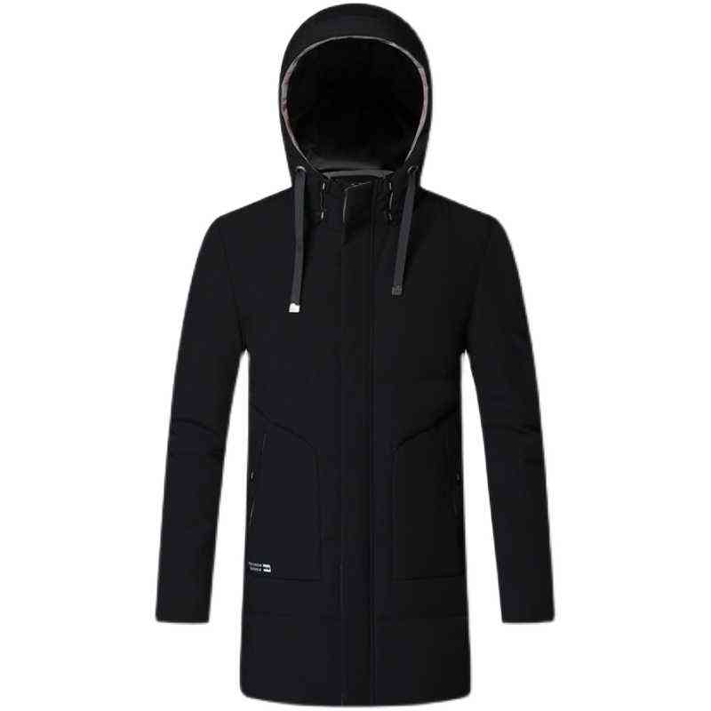 Winter Jacket Men White Duck Down Jacket Thick Warm Long Hooded Mens Solid Color Down Coats Fashion Casual Men Clothing 211104