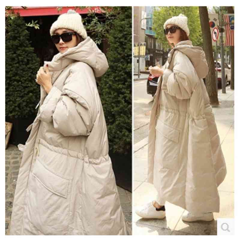 Winter Korean Style Women Long Warm Parkas Coat Women New Cotton Hooded Thick Parkas Coats Solid Color Thick Women Clothing 210421