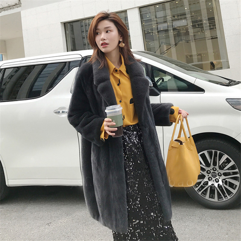 Fashion Women Solid Faux Fur Coat Winter Thick Warm Long Jacket Outwear Sleeve Plus Size Plush Coats Female Fourrure Femme 210515