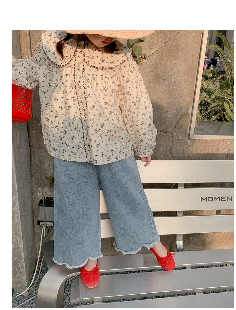 Girls' shirts spring and autumn Korean version of the children's clothing western-style floral doll shirts, 220314