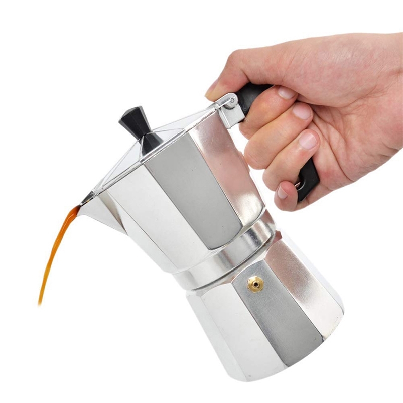 Aluminum Stove-top Moka Pot Italian Espresso Coffee Maker with Filter Cafeteira Expresso Percolator 3cup/6cup/9cup/12cup 210423
Aluminum Stove-top Moka Pot Italian Espresso Coffee Maker with Filter Cafeteira Expresso Percolator 3cup/6cup/9cup/12cup 210423