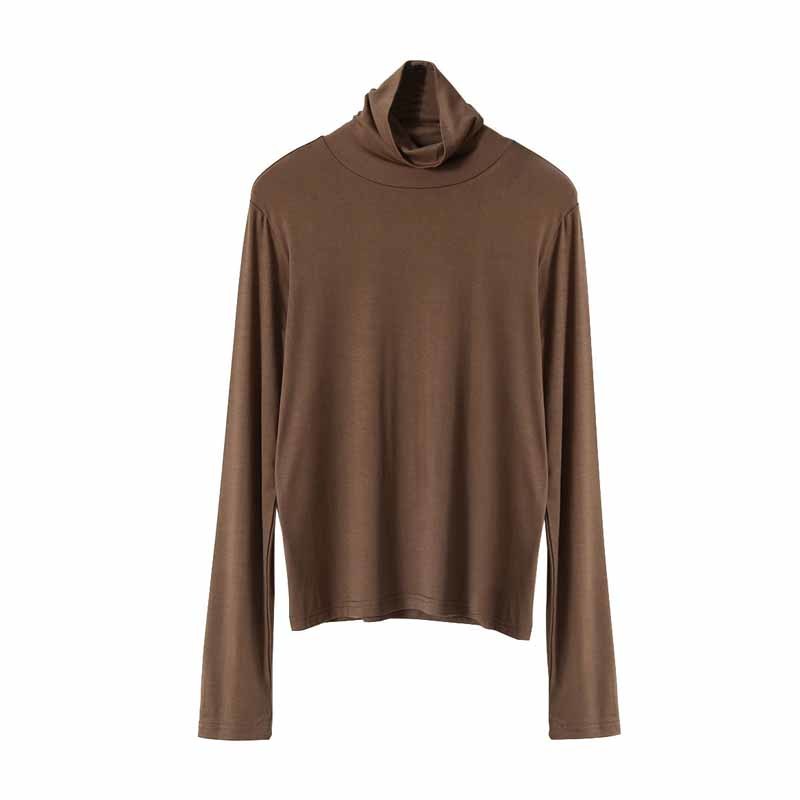 All-match Solid Color Casual Turtleneck Thick Long Sleeve Bottoming Shirt Women Inner Slim White Blouse Blusas 12143 210508