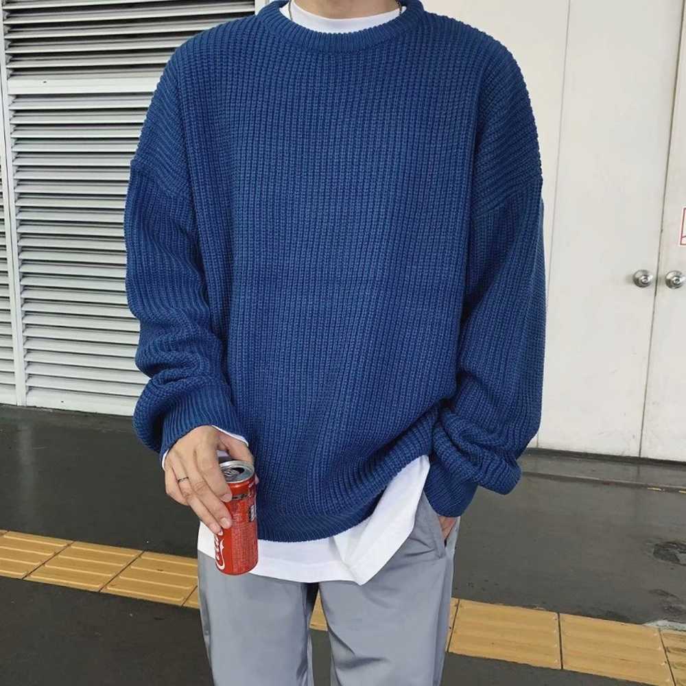 Korean Fashion Sweaters Men Autumn Solid Color Wool Sweaters Slim Fit Men Street Wear Mens Clothes Knitted Sweater Men Pullovers 211008