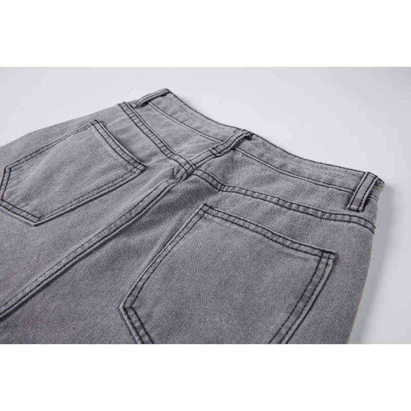 High Waist Grey Ripped Jeans Women Streetwear Baggy Harajuku Wide Leg Female Trousers Vintage Straight Long Pants 211129
