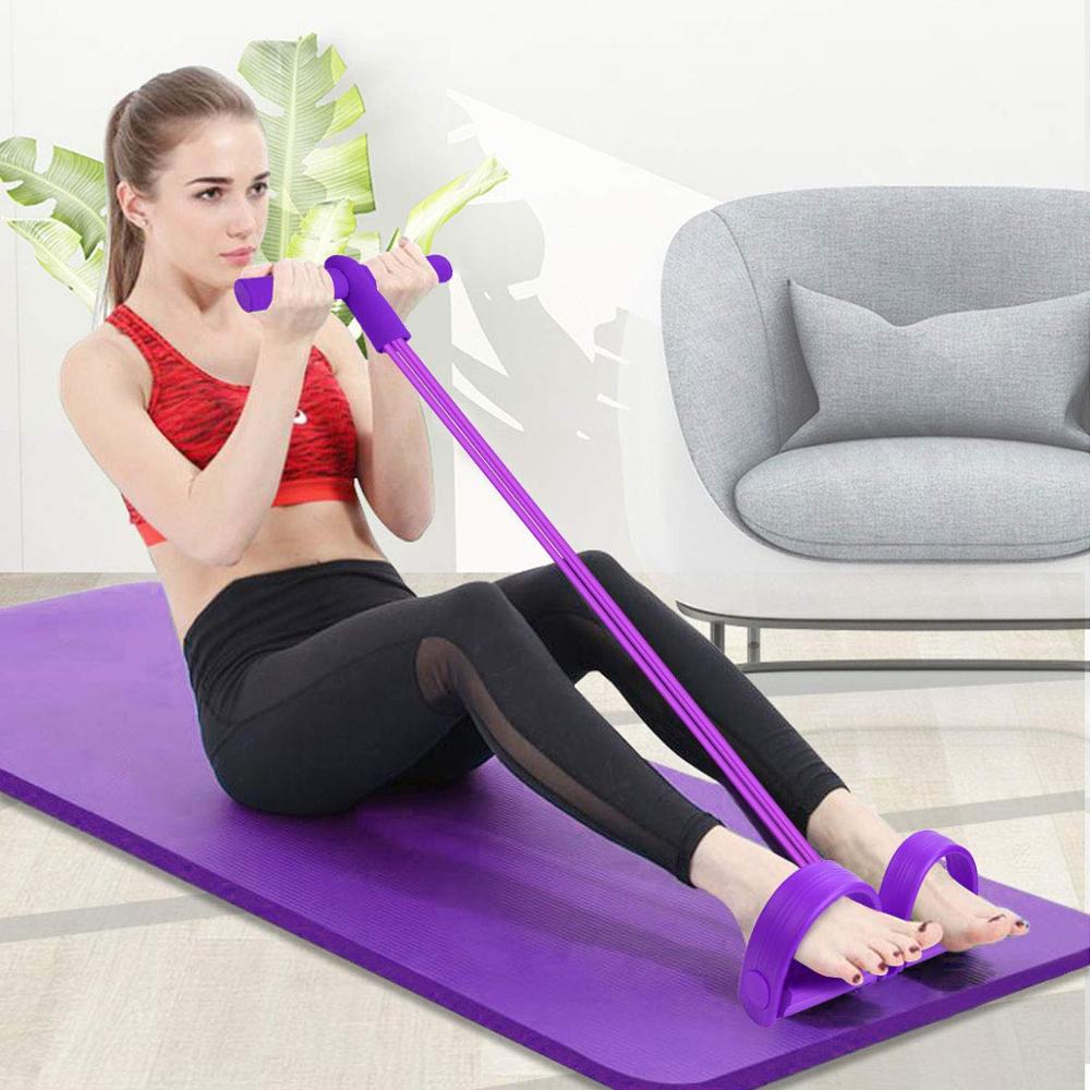 Multifunction Pedal Resistance Band Multifunctional Fitness Equipment Home Abdomen Pull Rope Sit-ups 4 Tube Thick Yoga Rope