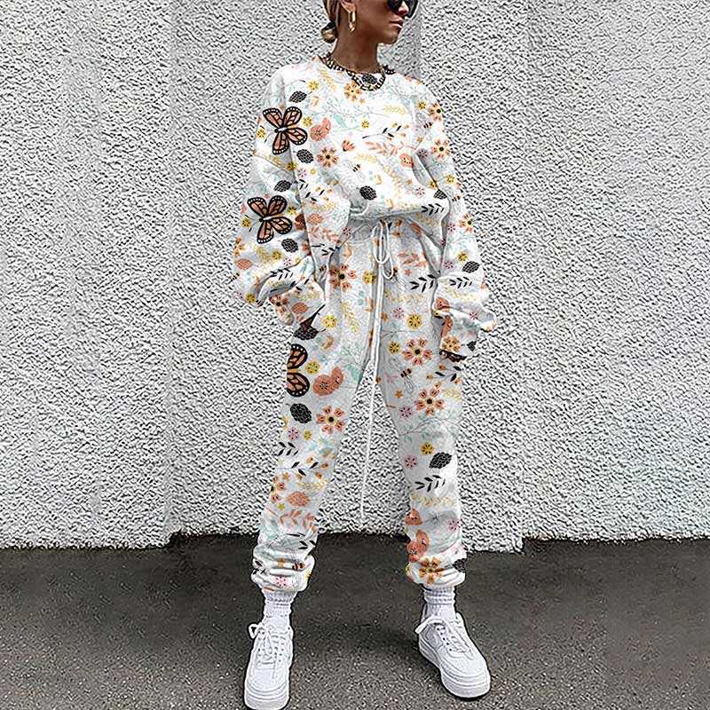 Autumn Sets For Women Fashion Pullover Top + Long Pants Sports Suit Casual Female Streetwear Sweatshirt Outfit 210709